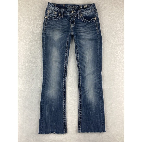 Miss Me Denim - Miss Me Jeans Women's Bootcut Blue Raw Hem Size 27 (Modified‎ Length)